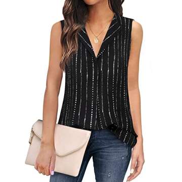 Unixseque Ladies Sleeveless Blouse,Black Dress Shirt for Junior Summer Chiffon Tunics Tanks Tops for...