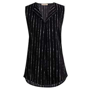 Unixseque Ladies Sleeveless Blouse,Black Dress Shirt for Junior Summer Chiffon Tunics Tanks Tops for Leggings Polyester Dressy Office Cami Sheer Casual Work Professional Fashion Black