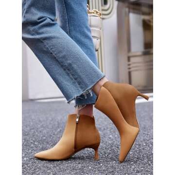 Stylish Coutgo Kitten Heel Ankle Boots for Women