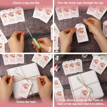 Whaline Merry Christmas Gift Tags - 100Pcs Santa Snowflake Labels