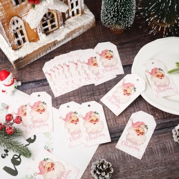 Whaline Merry Christmas Gift Tags - 100Pcs Santa Snowflake Labels