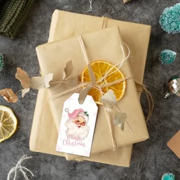 Whaline Merry Christmas Gift Tags - 100Pcs Santa Snowflake Labels