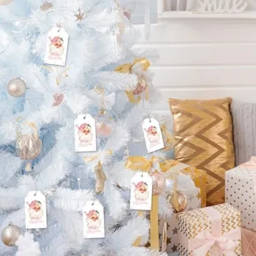 Whaline Merry Christmas Gift Tags - 100Pcs Santa Snowflake Labels