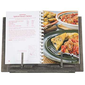 MyGift Rustic Gray Wood Cookbook Stand - Adjustable and Foldable Reading Book Recipe Binder & Tablet Holder