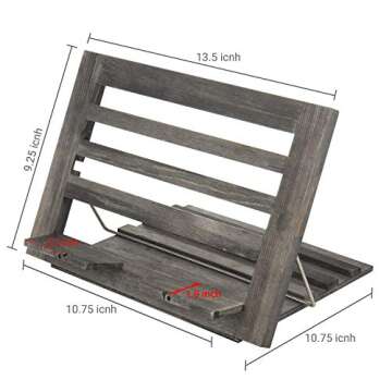 MyGift Rustic Gray Wood Cookbook Stand - Adjustable and Foldable Reading Book Recipe Binder & Tablet Holder