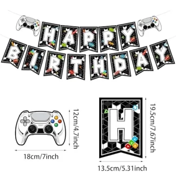 ZHENGYE Video Game Happy Birthday Banner for All Ages