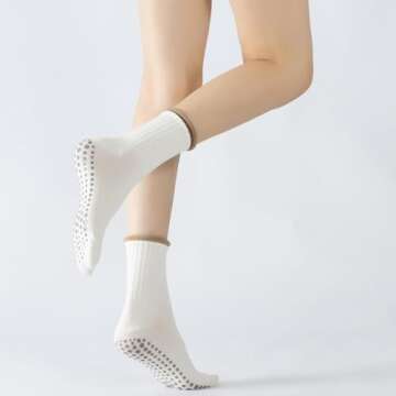 Stylish and Comfortable Yoga Pilates Socks with Non-Slip Grips for Women