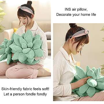3D Succulents Cactus Pillow, Succulent Plush Pillow, Cute Plant Throw Pillow, Novelty Green Flower P...