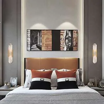 Jadssox Modern Wall Sconce: Natural Marble & Black Iron Beauty for Your Home