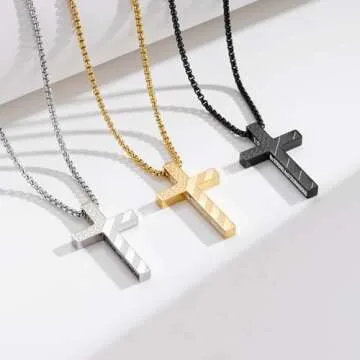 Lydow Cross Necklace for Men Boys Black American Flag Pendant
