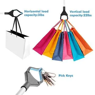 Grabber Reacher Tool, Reacher Grabber, Grabber Tool for Elderly, 32" Foldable Litter Picker, Garden Grabber, Arm Extension, Lightweight Mobility Aid, Extender Gripper Tool (Blue) (2 Pack)