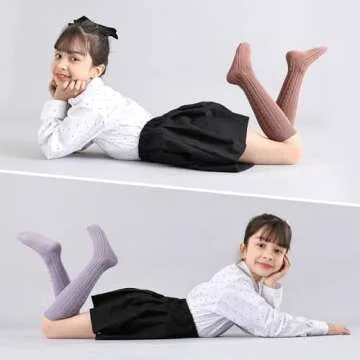 MINI PANDA 5 Pairs knee Socks for Toddler Girls, Baby Girls High Cute Long Socks