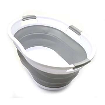 'SAMMART Set of 2-36L(9.5 gallon) Collapsible Oval Laundry Basket-Foldable Storage Container-Portabl...