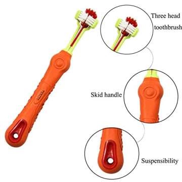 Orgrimmar 2 Pcs Three Sided Pet Toothbrush Dog Brush Addition Bad Breath Tartar Teeth Care Dog Cat C...
