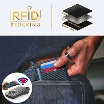 Travelambo Front Pocket Minimalist Leather Slim Wallet RFID Blocking Carbon Fiber Texture(Blue)