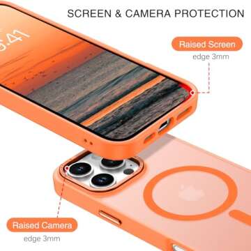 BENTOBEN for iPhone 16 Pro Max Case 2024, Phone case iPhone 16 Pro Max Magnetic Case [Compatible with Mag Safe] Translucent Matte Slim Shockproof Protective Cover for iPhone 16 Pro Max 6.9" Orange