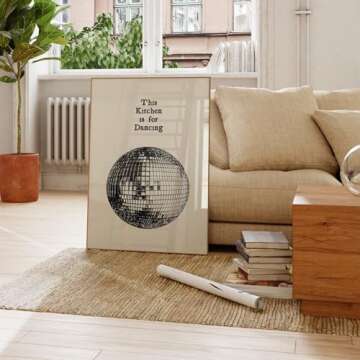 Generic This Kitchen is For Dancing Posters Trendy Kitchen Wall Art Retro Disco Ball Wall Decor, Fun...