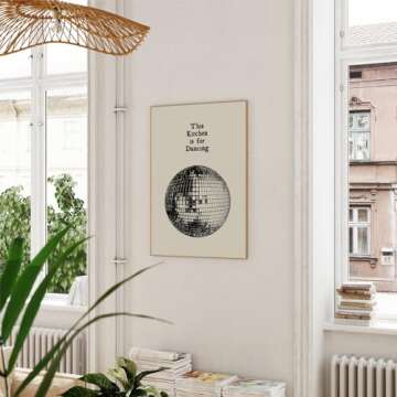 Generic This Kitchen is For Dancing Posters Trendy Kitchen Wall Art Retro Disco Ball Wall Decor, Funky Aesthetic Disco Ball Poster, Girl Room Decor for Bedroom Bar Cart 12x16in Unframed