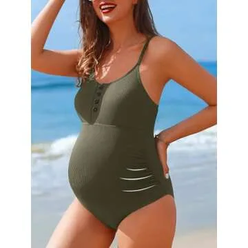 Chic Maternity Swimsuit One Piece with Adjustable Straps