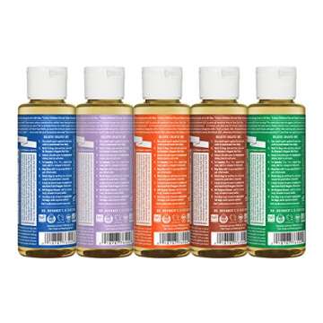 Dr. Bronner's - Pure-Castile Liquid Soap (4 Ounce Variety Pack) Peppermint, Lavender, Tea Tree, Eucalyptus, Almond - Made with Organic Oils, 18-in-1 Uses: Face, Body, Hair, Laundry, Pets & Dishes