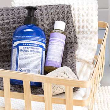 Dr. Bronner's - Pure-Castile Liquid Soap (4 Ounce Variety Pack) Peppermint, Lavender, Tea Tree, Eucalyptus, Almond - Made with Organic Oils, 18-in-1 Uses: Face, Body, Hair, Laundry, Pets & Dishes