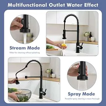 GIMILI Matte Black Touchless Kitchen Faucet Motion Sensor Activated Smart Hands Free Kitchen Faucets with Pull Down Sprayer Single Handle Spring Kitchen Sink Faucet