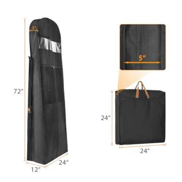 Zilink 72" Wedding Dress Garment Bag Dress Bags for Gowns Bridal Dress Travel Bag with 12”Gusseted...