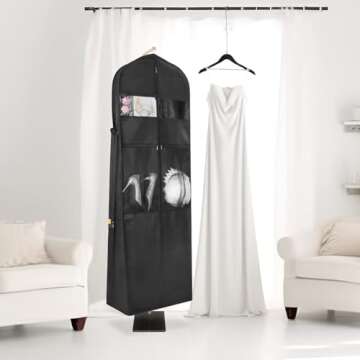 Zilink 72" Wedding Dress Garment Bag Dress Bags for Gowns Bridal Dress Travel Bag with 12”Gusseted and Accessory Pockets for Wedding Dress, Puffy Gowns [Upgraded Version]