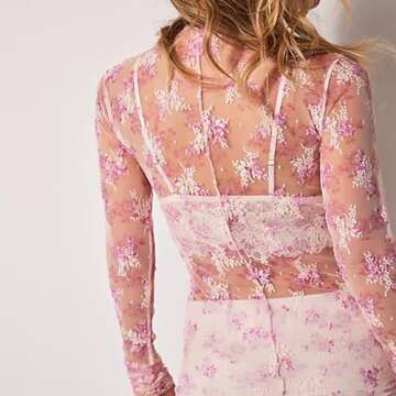 Fashionable Fabumily Sheer Long Sleeve Mesh Tops