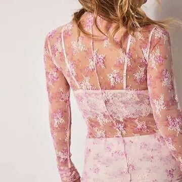 Fashionable Fabumily Sheer Long Sleeve Mesh Tops