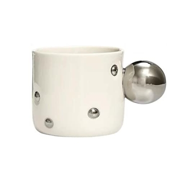 RQEVSNVK Personalized Silver Ceramic Mug - Unique Nordic Style Coffee Cup for Tea Lovers