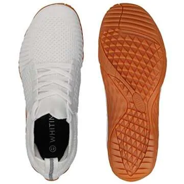 WHITIN Women's Low Zero Drop Shoes Minimalist Barefoot Trail Running Camping Size 7.5-8 Wide Toe Box Lady Fitness Lightweight Sneaker White/Gum 38