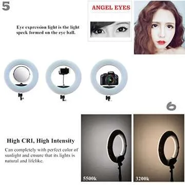 yidoblo 18' Bicolor Dimmable LED Ring Light Kit Selfie Light for Cellphone,Camera/Ipad Tripod Stand for Makeup YouTube Vine Videos