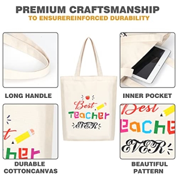 SAIWEILAI 8 Teacher Canvas Totes Bag Appreciation Gifts
