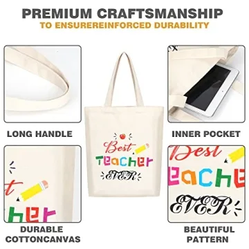 SAIWEILAI 8 Teacher Canvas Totes Bag Appreciation Gifts