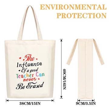 SAIWEILAI 8 Teacher Canvas Totes Bag Appreciation Gifts
