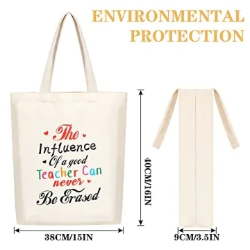 SAIWEILAI 8 Teacher Canvas Totes Bag Appreciation Gifts