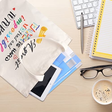 SAIWEILAI 8 Teacher Canvas Totes Bag Appreciation Gifts
