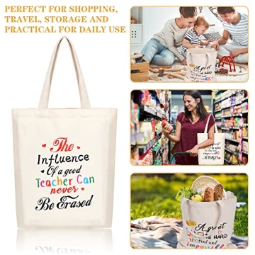 SAIWEILAI 8 Teacher Canvas Totes Bag Appreciation Gifts
