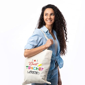 SAIWEILAI 8 Teacher Canvas Totes Bag Appreciation Gifts