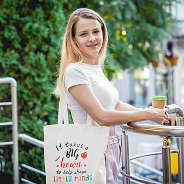 SAIWEILAI 8 Teacher Canvas Totes Bag Appreciation Gifts