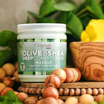 Originals by Africa's Best Olive Oil Deep Conditioner Treatment, For Weak Damaged Hair, Provides Conditioning & Moisturizing For All Hair Types, 15 oz