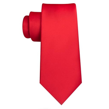 JEMYGINS Red Tie Silk Necktie for Men Weddings and Business