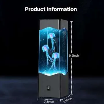 SENCU Gifts for Adults Kids, Multi-Color Jellyfish Lamp, USB Powered Aquarium Night Lights with 3 Jellyfish,Office Room Desktop Decoration, Gifts for Christmas Birthdays Holidays (Black)