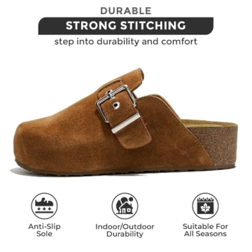 Project Cloud Clogs for Women - Memory Foam Women's Mules & Clogs, Wedges Heels for Women - Platform Clogs for Women Footwear, Womens Clogs - Mules for Women 2024 (Rhona, Chestnut, 7)