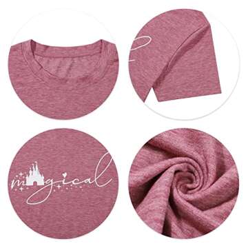 Magical Shirt for Women Magic Kingdom Tshirt Family Vacation Tee Castle Graphic Short Sleeve Tops Pink