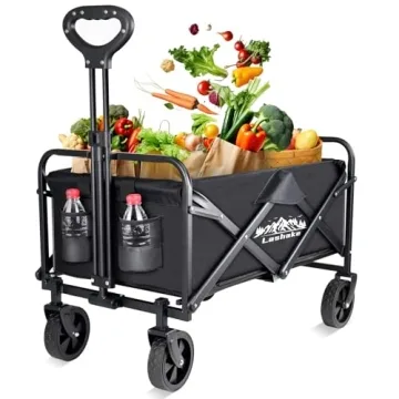 Collapsible Wagon Cart - Heavy Duty Utility Beach Folding Wagon with Large Capacity