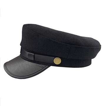 NARAMAX 1PCS Black Chauffeur Hat Driver Hat Costume Hats Doorman Hats Fishermans Hat Cap for Men and Women(Black)