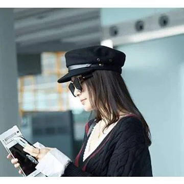 NARAMAX 1PCS Black Chauffeur Hat Driver Hat Costume Hats Doorman Hats Fishermans Hat Cap for Men and Women(Black)