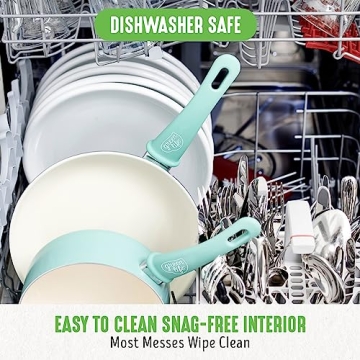 GreenLife Soft Grip 16 Piece Cookware Set, Non-Toxic PFAS-Free Ceramic Nonstick, Pots, Frying, Sauce, Saute, Glass Lids, Stay-Cool Handles, Wobble Free Bases, Dishwasher & Oven Safe, Turquoise